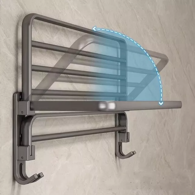 Towel Rail Holder Wall Mounted 60cm Bathroom Rack Shelf Storage Hanger with Hook