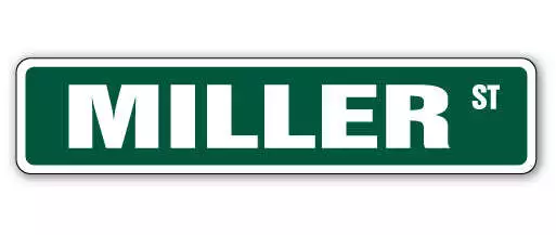 MILLER Street Sign Childrens Name Room Metal Sign Decal