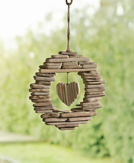Salvare Set 2x Kranz " Wooden-Heart " Ghirlanda Porta, Finestra, Rustico Deko,