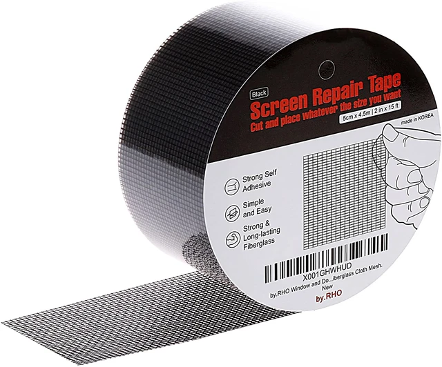 Window Screen Repair Kit, Black XL(15FT), 3-Layer Strong Adhesive & Waterproof