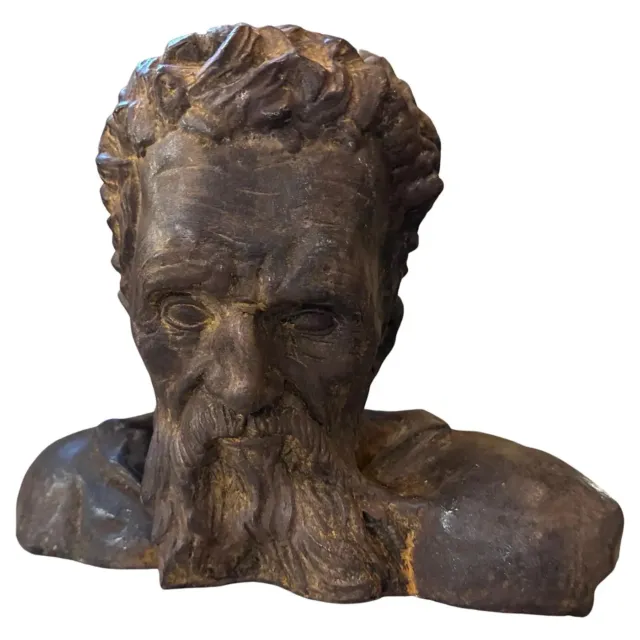 1930s Hand-crafted Terracotta Sicilian Sculpture of an Old Man Bust