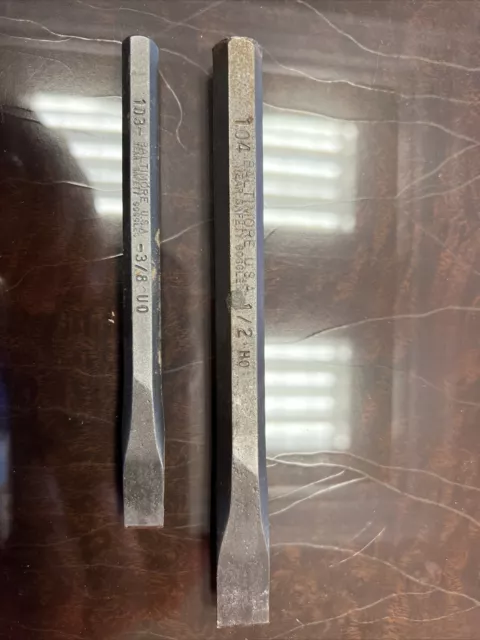 Cinceles fríos vintage Baltimore Toolworks de 1/2"" x 6"" y 3/8"" x 4 3/4"" hechos en EE. UU.