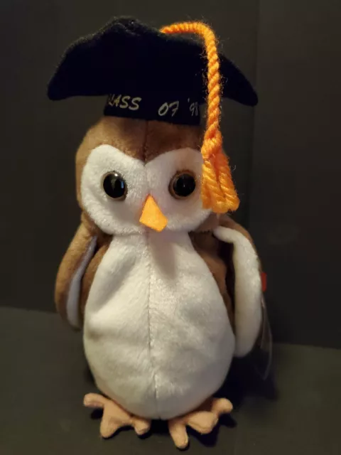 Beanie Babies Wise The Owl Plush Toy 41879 Retired Collectible 1998 Graduation