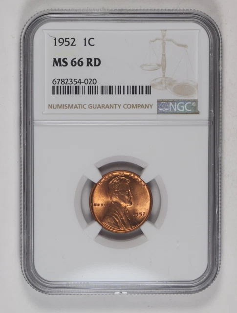 1952 NGC MS66RD Lincoln Wheat Cent 1c