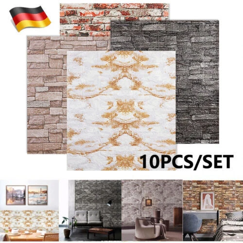 20TLG Tapeten Selbstklebend 3D Steinoptik Wandpaneele Ziegelstein Wandaufkleber