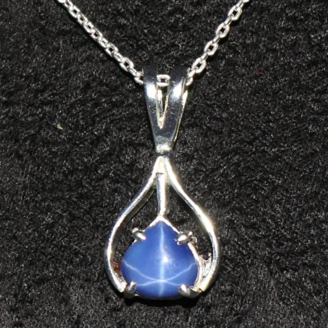 10ct Natural Star Blue Sapphire Pendant AAA 925 Sterling Silver Jewelry For Love