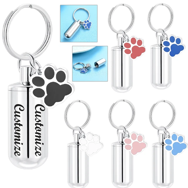Cylinder with Paw Hollow Pendant Cremation Jewellery Urns For Ashes Urn Keyring