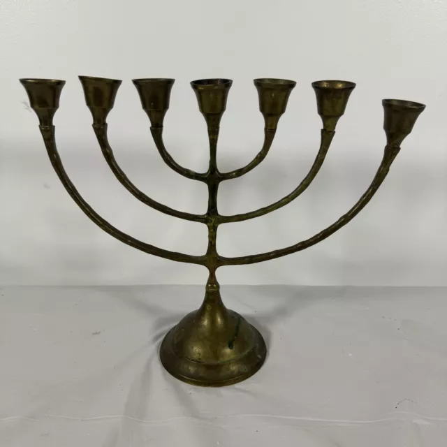 Vintage Brass Menorah Candelabra 7 Arm Branch Candle Holder Jewish Hanukah