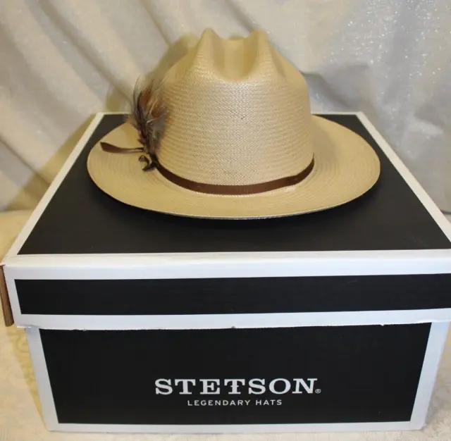 RARE Stetson Temple Royal Deluxe 02 Tawny The Open Road Oval R STRAW Hat 7 1/8