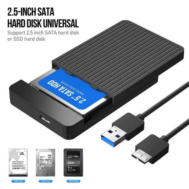 Portable External Hard Drive Disk Case USB 3.0 Type-C SATA HDD SSD 6Gbps