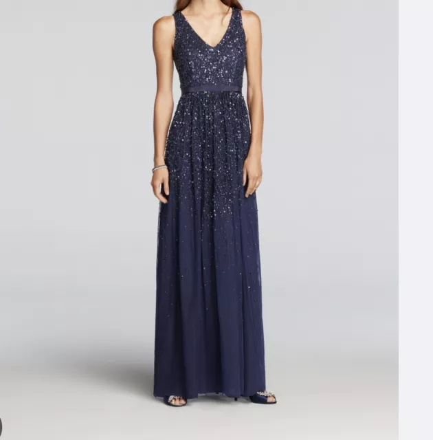 Navy Sparkling Sequins Wonder by Jenny Packham Gown Size Eight