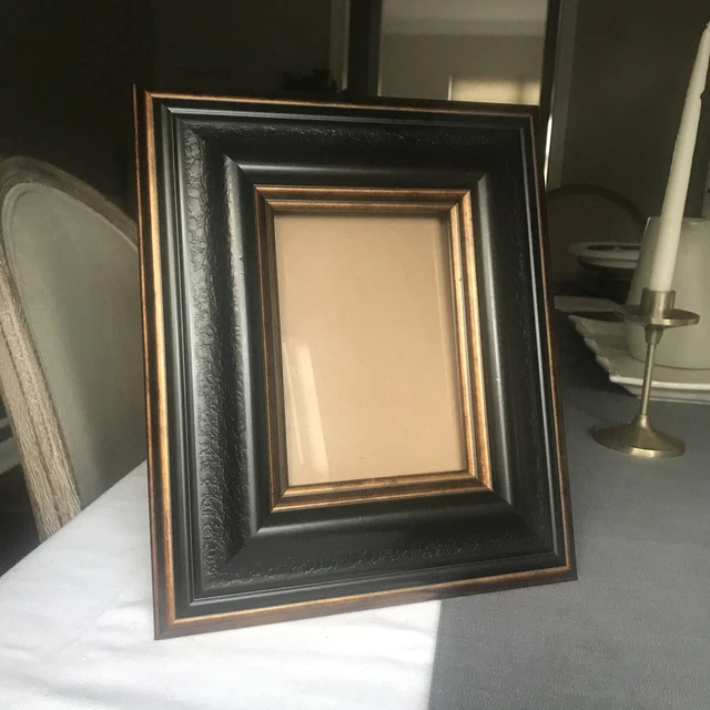 Gorgeous Wooden ￼Photo Frame 10,5” x 12,5” Black/ Brown Tone W/ Gold Accent