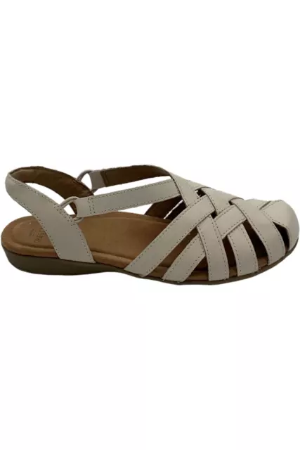 Earth Origins Leather Fisherman Sandals Berri Sand White