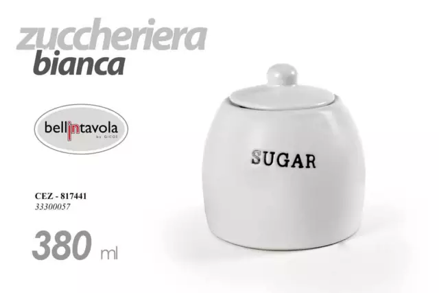 ZUCCHERIERA A SERVIRE Contenitore Porta Zucchero Bianca Decoro Sugar  Cez-817441 EUR 6,90 - PicClick IT