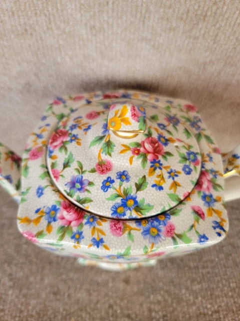Vtg. Royal Winton Grimwades LTD OLD COTTAGE CHINTZ Teapot Excellent England 5