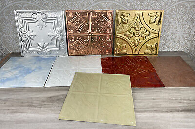 Assorted Lot of 8 12x12" Metal Embossed  Tin Ceiling Tiles Sample Pack