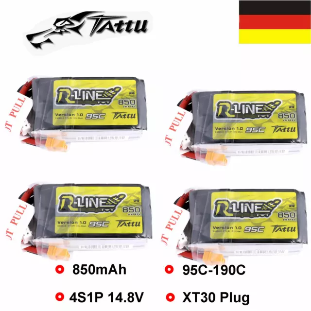 4PC 850mAh 14.8V 95C 4S Lipo Akku XT30 Stecker Für FPV 100-180 Größe Multirotor