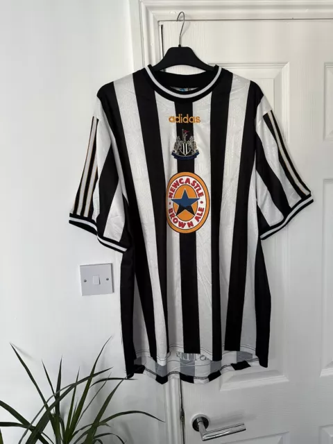 Rare Original Newcastle United FC Shirt Home Brown Ale Season 97/98 XXL Shearer