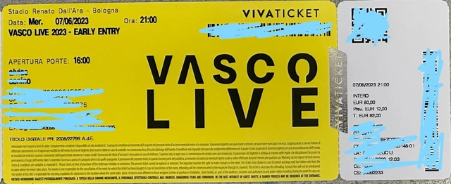 biglietti vasco rossi 2023 bologna 07/06/2023 Prato Gold Early Entry 