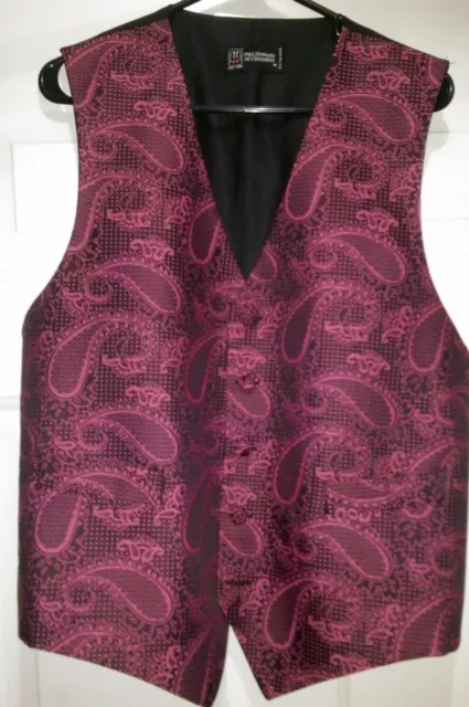 Mel Howard Accessories Mens Black Pink Paisley Formal Vest Size M