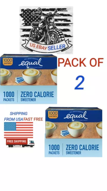 2 Pack Equal Zero Calorie Sweetener (1,000 ct.) By USA Fast  Shipping