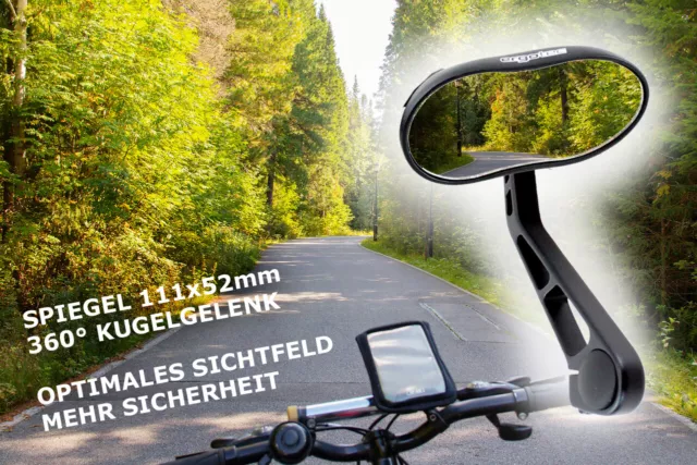 Fahrradspiegel Ergotec Rückspiegel Lenker Spiegel beidseitig 111 x 52mm E-Bike 2