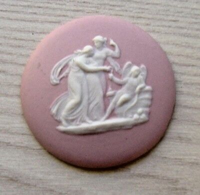 Unmarked Antique Wedgwood Jasperware  Pink & White Medalion Of Eros & Psyche