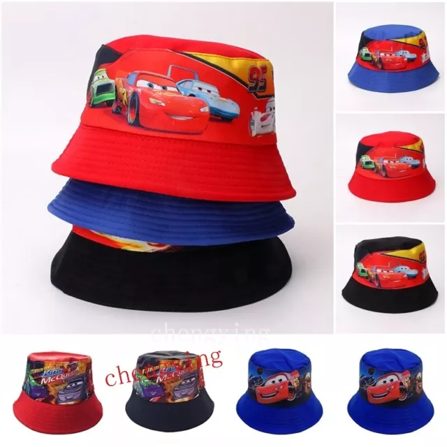 Kids Boys Lightning Mcqueen Cars Bucket Hat Fisherman Hat Summer Sunhat Cap Gift