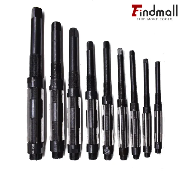 Findmall 9 Pcs/Set Adjustable Hand Reamers A-I, H4-H12, 15/32" to 1-3/16", HSS