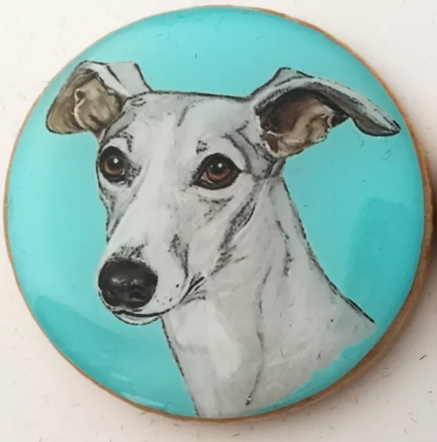 Whippet Dog Original Art Brooch Pin