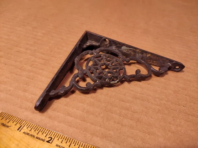 Vintage Antique Cast Iron Wall Shelf Bracket Ornate Design 3