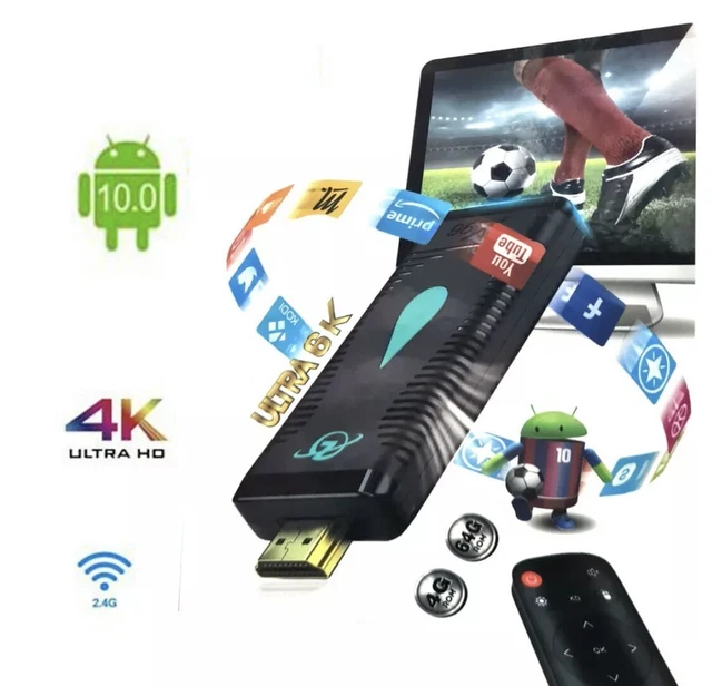 TV STICK SMART Android Mini Box 4K 4Gb 64Gb Telecomando Hdmi Quad Core ...