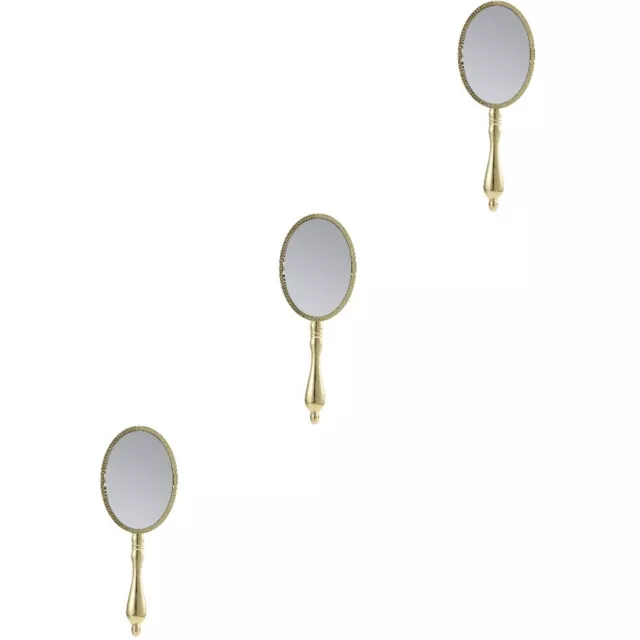 3 Pack Hand Makeup Mirror Cosmetic Vintage Handheld Vanity Travel Small