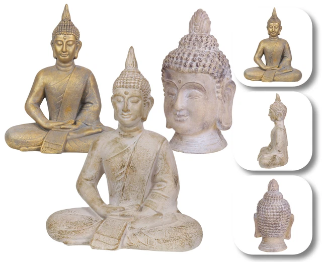 Buddha Statue Skulptur Figur Yoga Meditation Deko Feng Shui Steinoptik Outdoor
