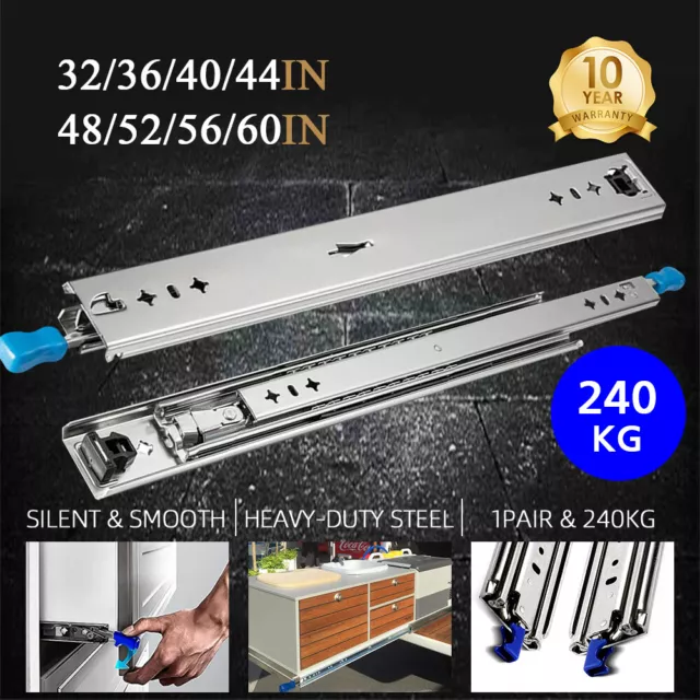 240KG Locking Drawer Slides Heavy Duty Runners Trailer 813-1422mm Draw Slide 2X