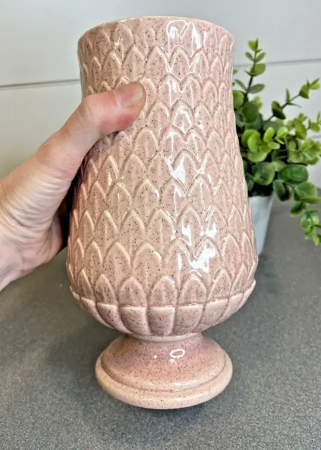 RED WING Pottery 1442 FEATHER Vase M1442 in Speckled PINK - EUC 8.75in w/ LABEL