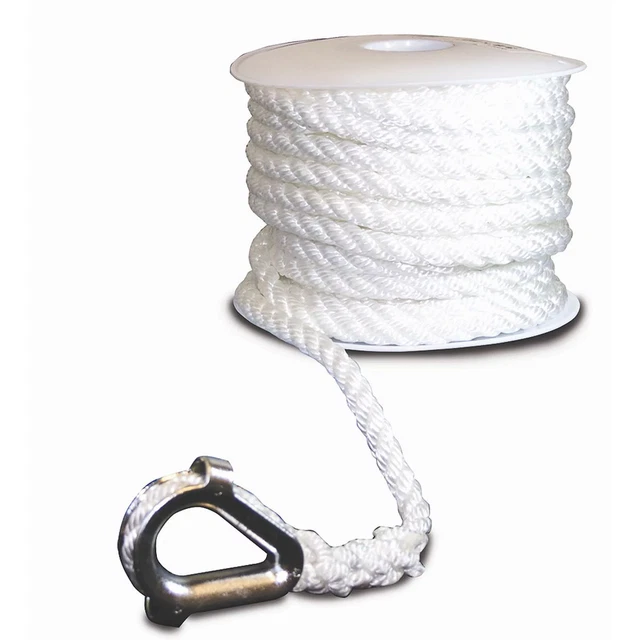 SeaSense Three-Strand Twisted Nylon Anchor Line with Thimble End, 1/2" x 150'