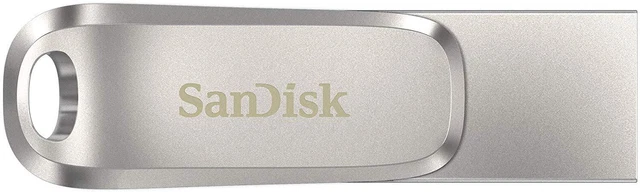 Sandisk Ultra Dual Drive Luxe 128Gb Usb C Usb A Stainless Steel Flash Drive