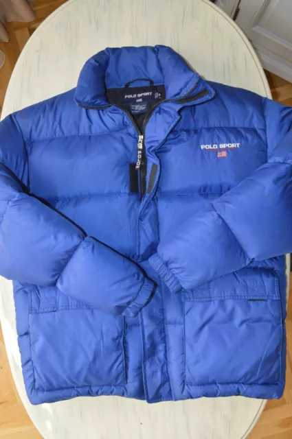 POLO SPORT RALPH Lauren Vintage 90 S Mens Blue Down Puffer Jacket Size Small 129.99 PicClick UK