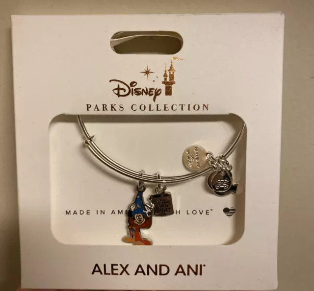 Disney Parks ALEX AND ANI Ink & Paint Bangle Bracelet Mickey Sorcerer Hat NEW!