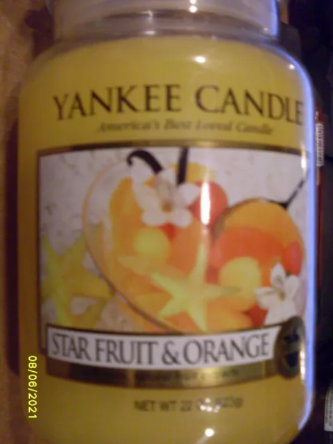 Yankee Candle Starfruit & Orange Large 22 oz. SIngle Wick Housewarmer Jar *NEW*