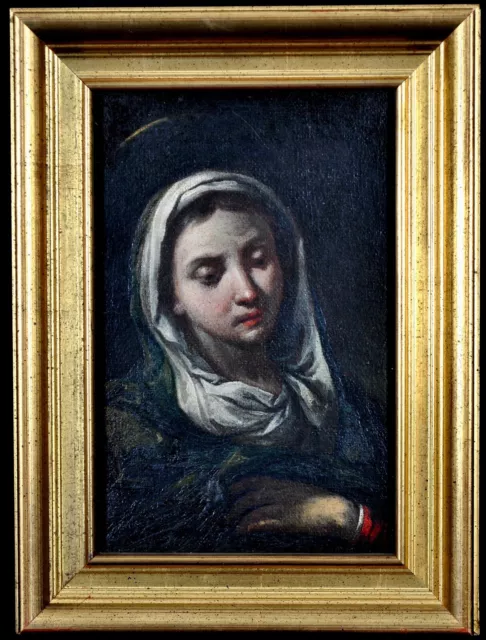 18th CENTURY ITALIAN OLD MASTER PORTRAIT OF THE MADONNA ANTIQUE OIL PAINTING