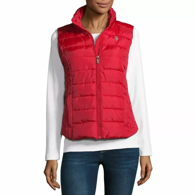 Women's US Polo Assn Quilted Vest, Color: Red, Size: L, MSRP $50  ()