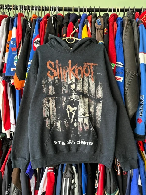 Vintage Slipknot 5: The Gray Chapter Printed Hoodie Black Band Rock Men's Size M