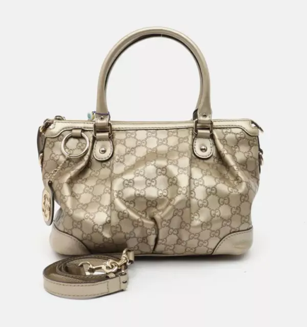 Gucci Sukey Champagne Gold Leather Guccissima Tote Bag with Shoulder Strap 24790