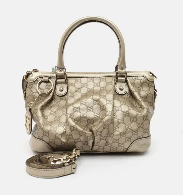 Gucci Sukey Champagne Gold Leather Guccissima Tote Bag with Shoulder Strap 24790 Gucci Sukey Champagne Gold Leather Guccissima Tote Bag with Shoulder Strap 24790