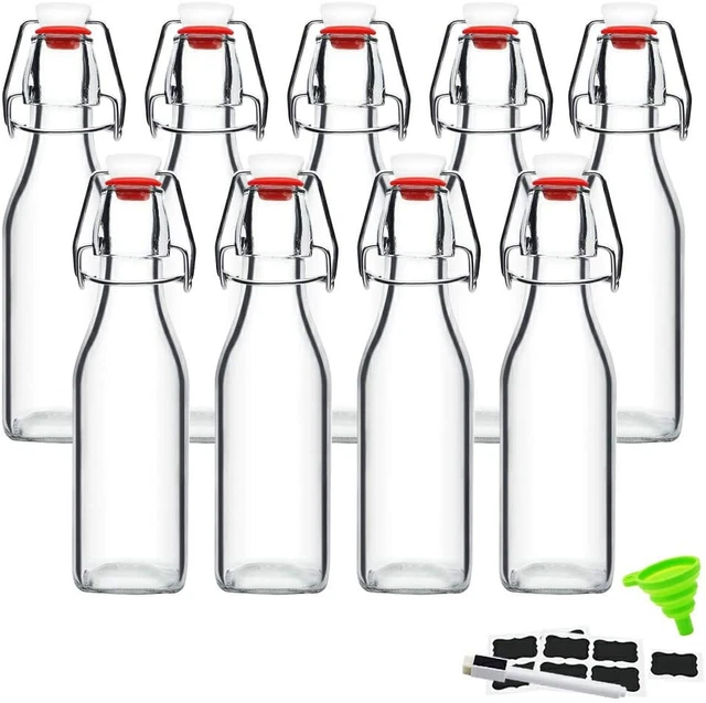 Swing Top Glass Bottles 8 oz with Airtight Lids for Home Brewing, Kombucha, Kefi