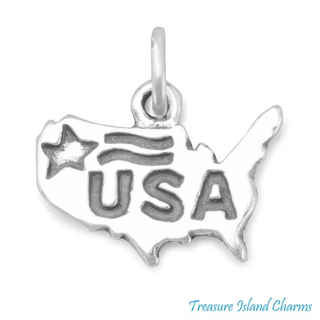 United States of America Country Map USA 925 Solid Sterling Silver Charm Pendant