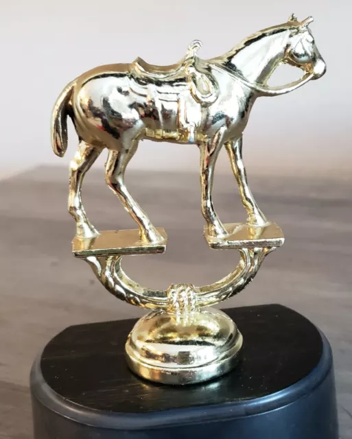 Gold Metal Brass Western HORSE 4" Trophy Topper Vintage - NEW