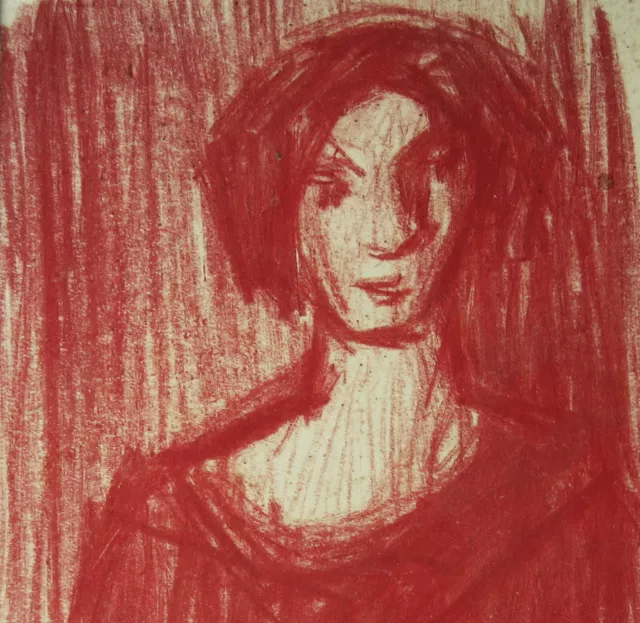 Ivan Jordell 1901-1961 Zuschreibung, Weibliches Portrait in Rot, Wachskreide